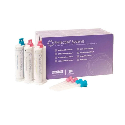 J Morita 21-300925 Perfectim SnoWhite Impression Material 30 Second 3/Pk 50 mL J Morita 21-300925 Perfectim SnoWhite Impression Material 30 Second 3/Pk 50 mL